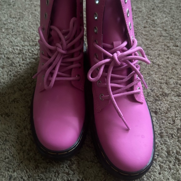 Dr. Martens Pink Combat Boots - Picture 1 of 4
